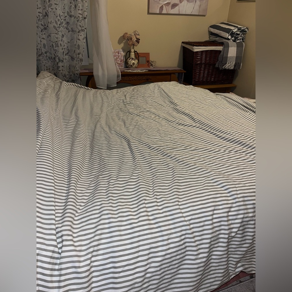Jellymoni~Striped Gray Cotton Duvet ~ King ~ 100% Cotton